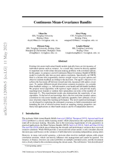 Continuous Mean-Covariance Bandits