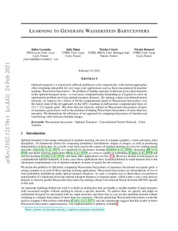 Learning to Generate Wasserstein Barycenters