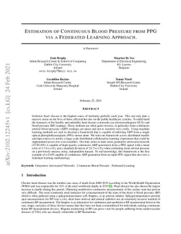 Estimation of Continuous Blood Pressure from PPG via a Federated
  Learning Approach