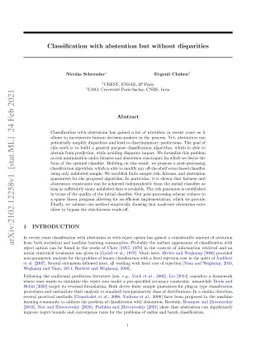 Classification with abstention but without disparities