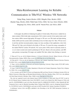 Meta-Reinforcement Learning for Reliable Communication in THz/VLC
  Wireless VR Networks