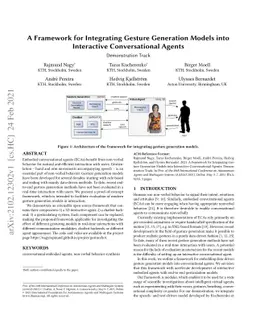 A Framework for Integrating Gesture Generation Models into Interactive
  Conversational Agents