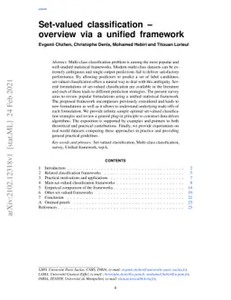 Set-valued classification -- overview via a unified framework