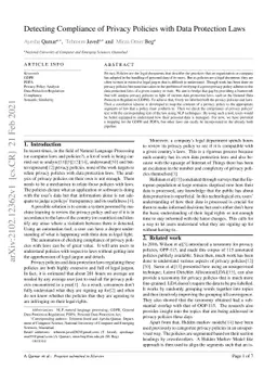 Detecting Compliance of Privacy Policies with Data Protection Laws