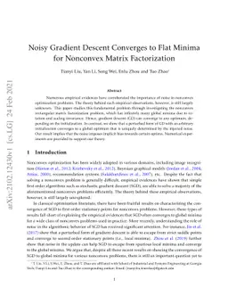 Noisy Gradient Descent Converges to Flat Minima for Nonconvex Matrix
  Factorization