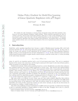 Online Policy Gradient for Model Free Learning of Linear Quadratic
  Regulators with $\sqrt{T}$ Regret