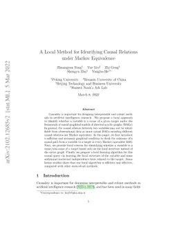 A Local Method for Identifying Causal Relations under Markov Equivalence