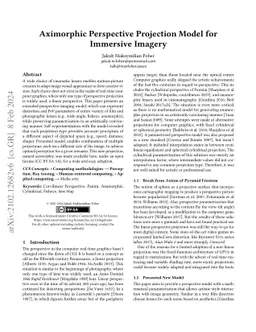 Aximorphic Perspective Projection Model for Immersive Imagery