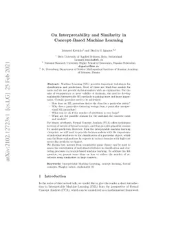 On Interpretability and Similarity in Concept-Based Machine Learning