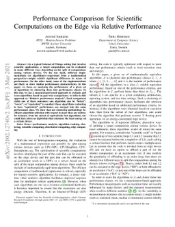 Performance Comparison for Scientific Computations on the Edge via
  Relative Performance