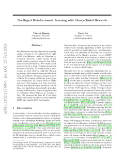 No-Regret Reinforcement Learning with Heavy-Tailed Rewards