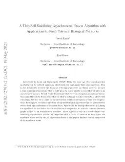 A Thin Self-Stabilizing Asynchronous Unison Algorithm with Applications
  to Fault Tolerant Biological Networks