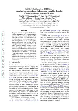 ZJUKLAB at SemEval-2021 Task 4: Negative Augmentation with Language
  Model for Reading Comprehension of Abstract Meaning