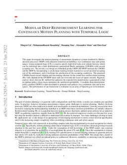 Modular Deep Reinforcement Learning for Continuous Motion Planning with
  Temporal Logic