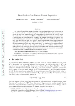 Distribution-Free Robust Linear Regression