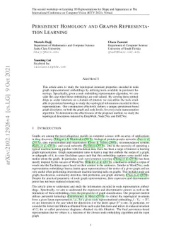 Persistent Homology and Graphs Representation Learning