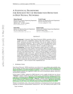 A statistical framework for efficient out of distribution detection in
  deep neural networks