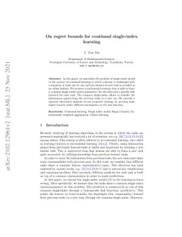 On regret bounds for continual single-index learning