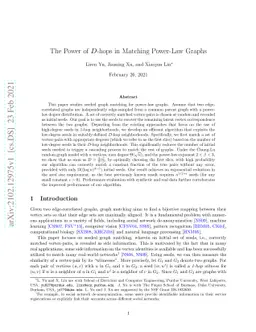 The Power of $D$-hops in Matching Power-Law Graphs