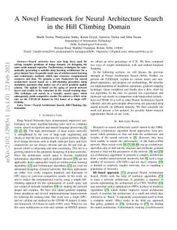 A Novel Framework for Neural Architecture Search in the Hill Climbing
  Domain