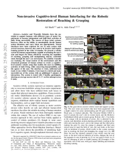 Non-invasive Cognitive-level Human Interfacing for the Robotic
  Restoration of Reaching & Grasping