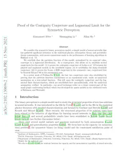 Proof of the Contiguity Conjecture and Lognormal Limit for the Symmetric
  Perceptron