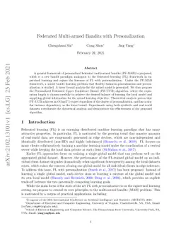 Federated Multi-armed Bandits with Personalization