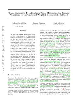Graph Community Detection from Coarse Measurements: Recovery Conditions
  for the Coarsened Weighted Stochastic Block Model
