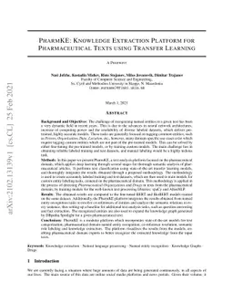 PharmKE: Knowledge Extraction Platform for Pharmaceutical Texts using
  Transfer Learning