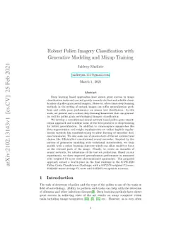 Robust Pollen Imagery Classification with Generative Modeling and Mixup
  Training