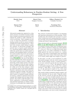 Understanding Robustness in Teacher-Student Setting: A New Perspective