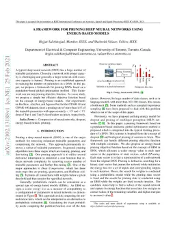 A Framework For Pruning Deep Neural Networks Using Energy-Based Models