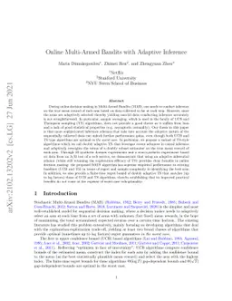 Online Multi-Armed Bandits with Adaptive Inference