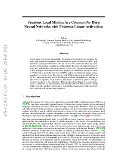 Spurious Local Minima Are Common for Deep Neural Networks with Piecewise
  Linear Activations