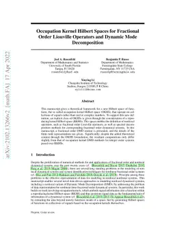 Occupation Kernel Hilbert Spaces for Fractional Order Liouville
  Operators and Dynamic Mode Decomposition