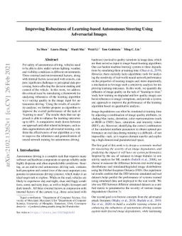 Improving Robustness of Learning-based Autonomous Steering Using
  Adversarial Images