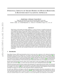 Potential Impacts of Smart Homes on Human Behavior: A Reinforcement
  Learning Approach