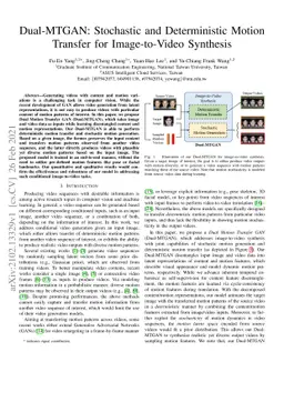 Dual-MTGAN: Stochastic and Deterministic Motion Transfer for
  Image-to-Video Synthesis