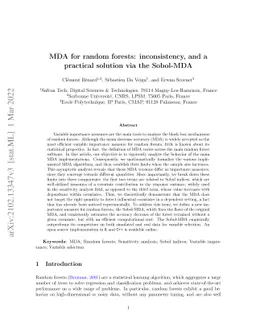 MDA for random forests: inconsistency, and a practical solution via the
  Sobol-MDA