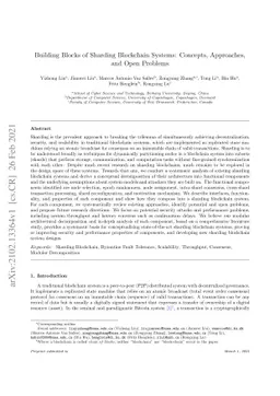 Building Blocks of Sharding Blockchain Systems: Concepts, Approaches,
  and Open Problems