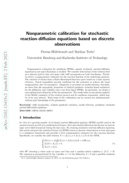 Nonparametric calibration for stochastic reaction-diffusion equations
  based on discrete observations