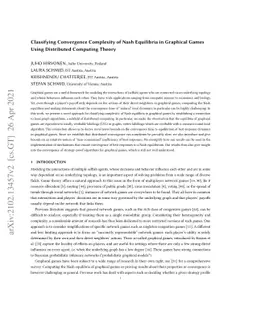 Classifying Convergence Complexity of Nash Equilibria in Graphical Games
  Using Distributed Computing Theory