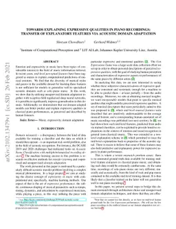 Towards Explaining Expressive Qualities in Piano Recordings: Transfer of
  Explanatory Features via Acoustic Domain Adaptation