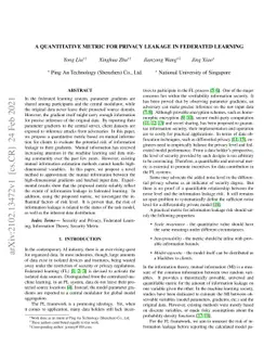 A Quantitative Metric for Privacy Leakage in Federated Learning