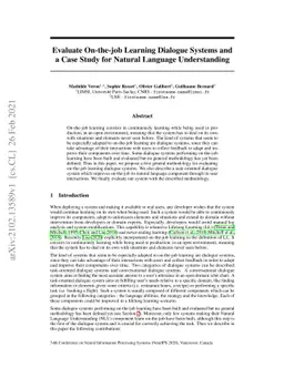 Evaluate On-the-job Learning Dialogue Systems and a Case Study for
  Natural Language Understanding