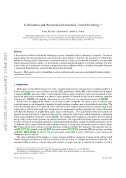 Collisionless and Decentralized Formation Control for Strings