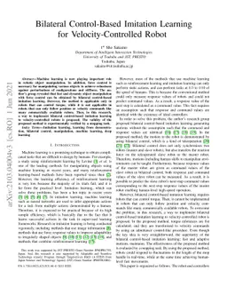 Bilateral Control-Based Imitation Learning for Velocity-Controlled Robot