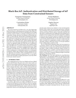 Black-Box IoT: Authentication and Distributed Storage of IoT Data from
  Constrained Sensors