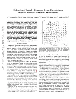 Estimation of Spatially-Correlated Ocean Currents from Ensemble
  Forecasts and Online Measurements