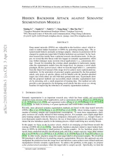 Hidden Backdoor Attack against Semantic Segmentation Models